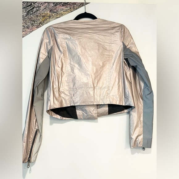 Rebecca Minkoff metallic rose gold moto jacket fits s/m - Picture 3 of 4